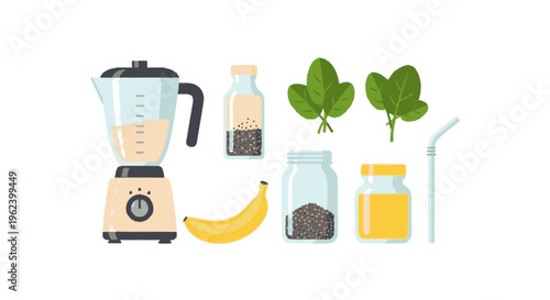 Blender with Ingredients for Smoothie Preparation.