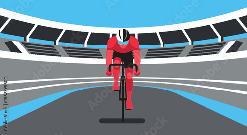 Cyclist Riding Bicycle on Track.