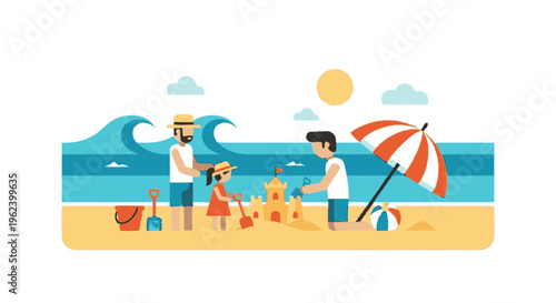 Family Enjoying Day at the Beach.