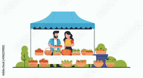 Man and Woman Selling Fresh Produce.