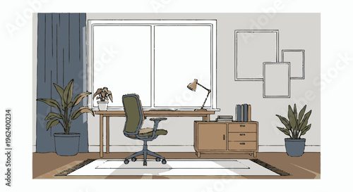 Modern Office Desk and Ergonomic Chair.