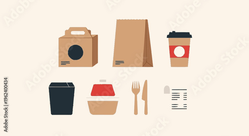 Takeaway Containers and Disposable Coffee Cup.