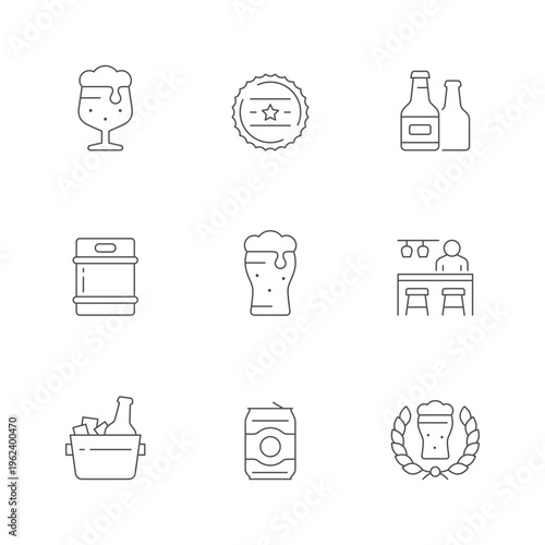 Set line icons of beer