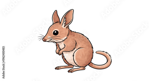 Adorable bilby standing upright, featuring its long ears and pointed snout, a unique and endangered Australian marsupial.