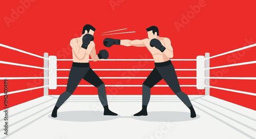 Two Boxers Fighting in the Ring.
