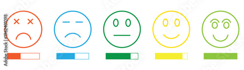 Vector emoji set. facial expressions. different expressions. Smiley rating icon set. 