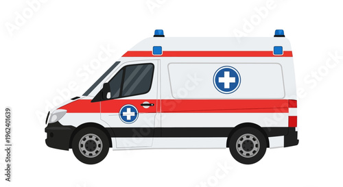 Emergency responders rush to aid in a medical van vehicle