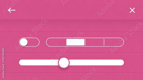Modern Minimalistic Slider and Toggle Interface Elements for App Design on Pink Background: Enhance User Experience with Clean, Responsive UX Design