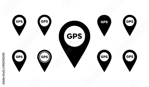Flat Map Pin Icon Set – Modern GPS Location Marker Vector Collection