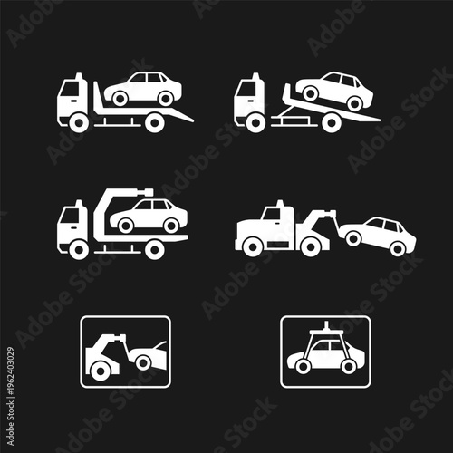 Set glyph icons of car evacuation