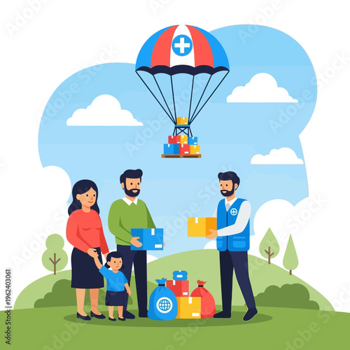 Humanitarian Aid Delivery by Air to Family in Need