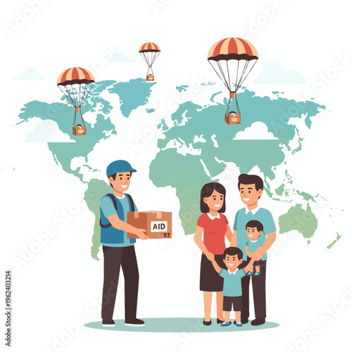 Global Aid Delivery: Humanitarian Help Reaching Families Worldwide via Air Drop