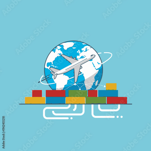 Global Air Cargo Shipping and Logistics with Airplane and World Globe