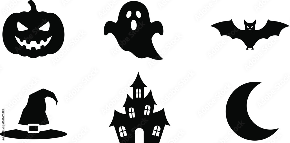 Obraz premium Halloween symbols and icons set