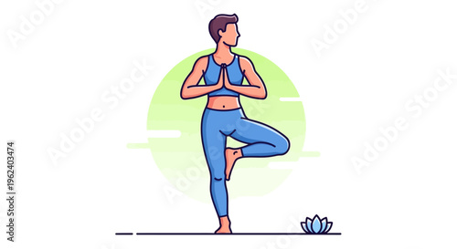 A woman practices yoga on a mat outdoors in a serene natural setting.