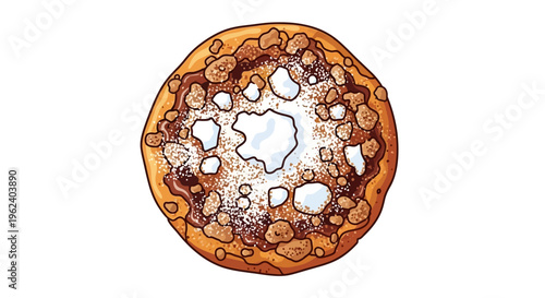 An illustration of a roasted pizza on a plate for food lovers.
