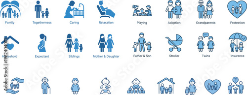 Family Life Vector Icon Set – Parents, Mother, Father Icons Collection