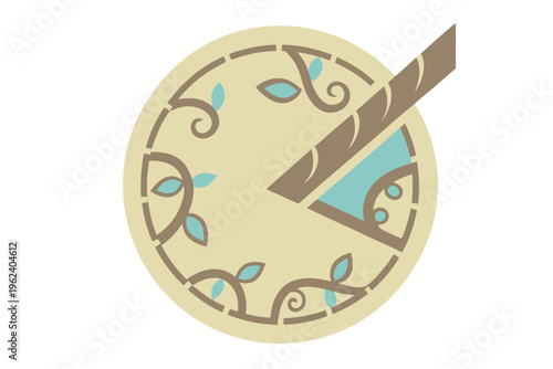 Minimalist eco-friendly watch concept icon on white background