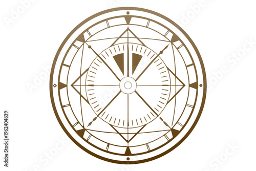 Ornate geometric clock face design with technical line art details