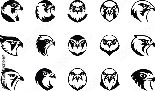 Falcon Silhouette Icon Collection Set