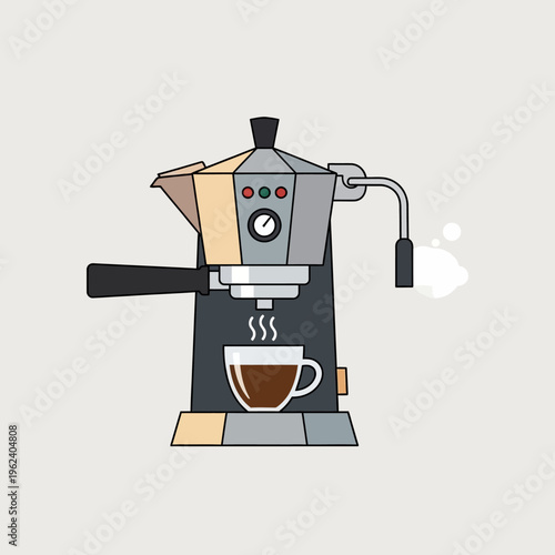 Espresso Machine Brewing Coffee in Cup with Steam