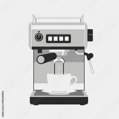 Espresso Machine Brewing Coffee Into Cup