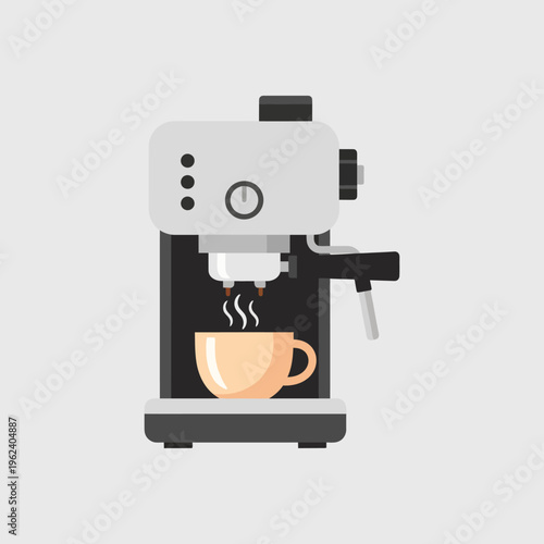 Modern Espresso Machine Brewing Coffee into a Cup