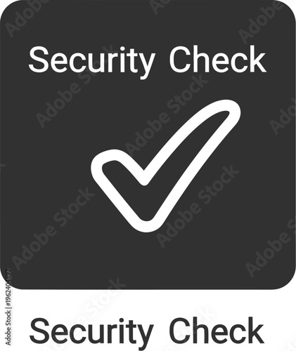 A stark, dark square features a white checkmark symbol, clearly indicating a successful security check or verification process.