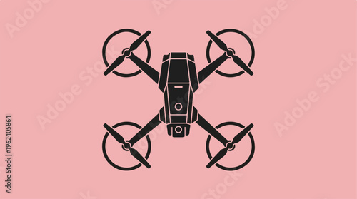 Drone Illustration - A Detailed Black and White Vector Graphic.