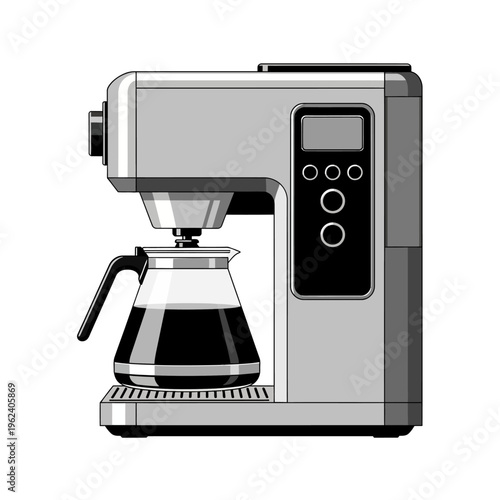 Modern Coffee Maker with Carafe and Digital Display - Kitchen Appliance