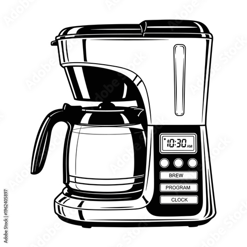 Modern Drip Coffee Maker with Digital Display and Glass Carafe