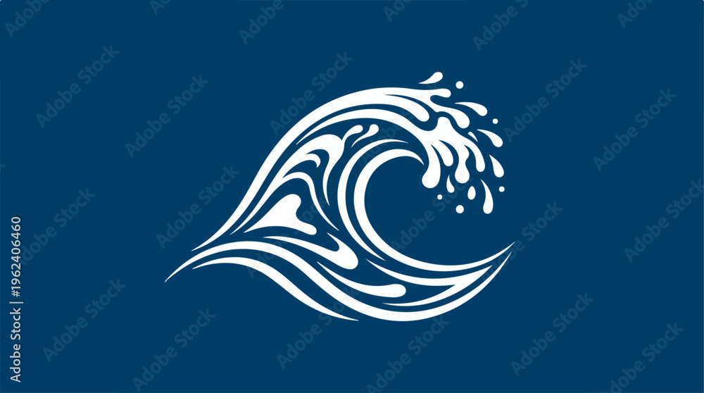 Naklejka premium Elegant wave design on a deep blue background, artistic water splash.