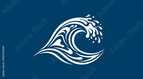 Elegant wave design on a deep blue background, artistic water splash.
