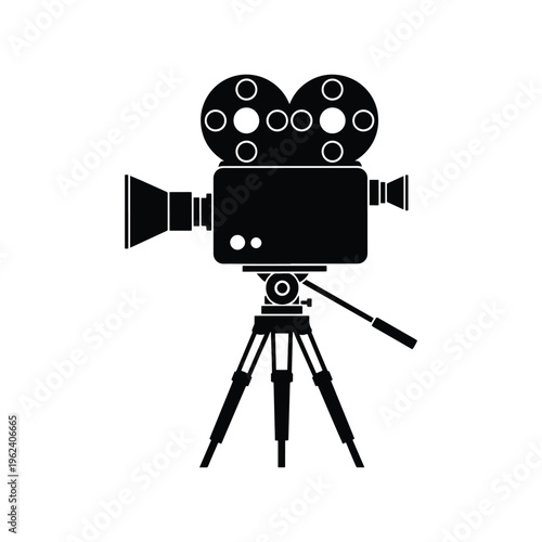 Movie camera icon silhouette design