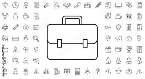Simple line art briefcase icon design.
