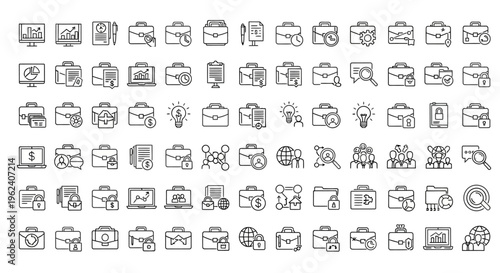 Collection of business icons and symbols.