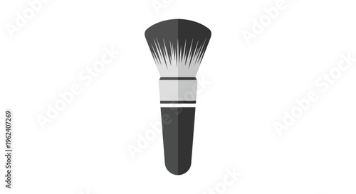 Makeup brush in black and white colors with silver ferrule in studio lighting for beauty product advertising
