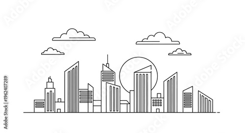 City Skyline with Modern Skyscrapers.