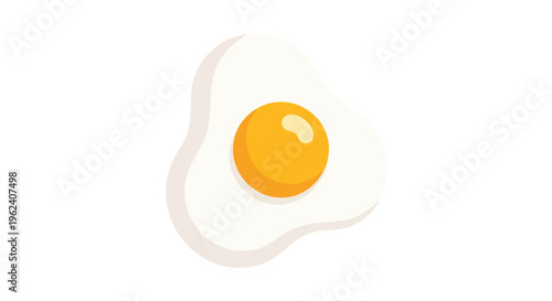 A cartoon-style illustration of a single fried egg. The egg has a yellow yolk surrounded by a white egg white, with soft shapes