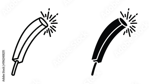 Illustration of two sparklers lighting up with bright sparks at their tips