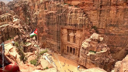 Wallpaper Mural The Treasury in Petra, Jordan archeological site seen from the above tea house. Torontodigital.ca