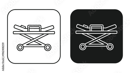Medical stretcher icons in contrasting background colors for visual emphasis