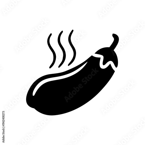 Steaming eggplant icon - healthy food, vegetarian, organic vegetable silhouette vector graphic, simple graphic is ideal for culinary and health-related concepts