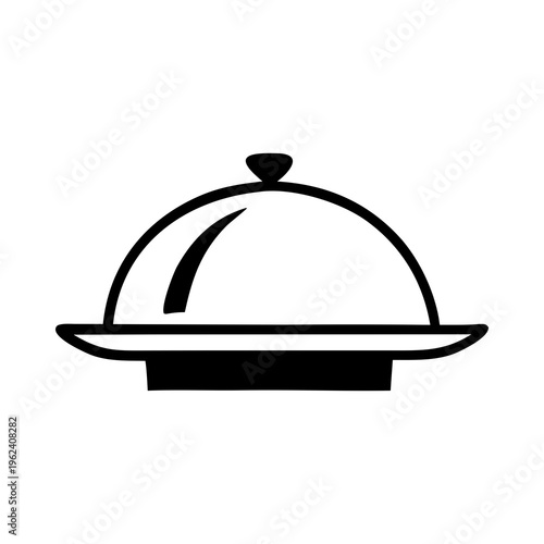 Covered food platter icon - catering, meal service, restaurant dish, gourmet dining vector graphic, food and drink
