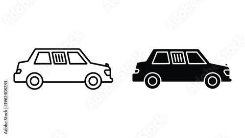 Comparison of a light and dark station wagon vehicle silhouette.