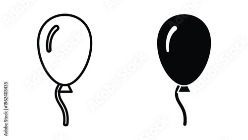 Contrast between a white and a black inflated balloon with strings
