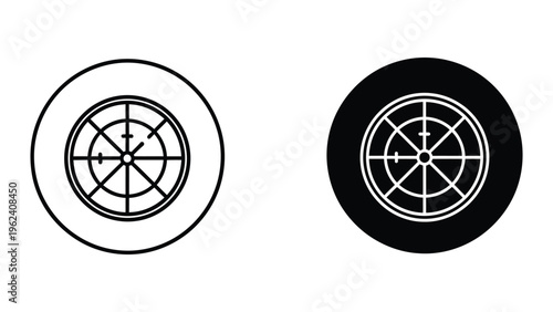 Contrasting crosshair target designs on different background colors for visual comparison