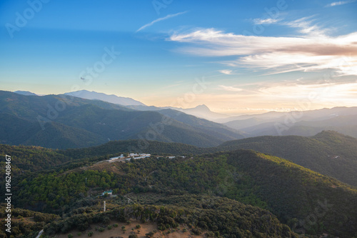 Andalusia Spain mountain landscape at sunset scenic hills layered mountains travel background