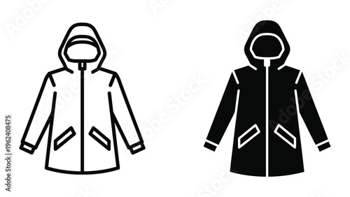 Comparison of two different colored hooded winter jackets with contrasting designs.