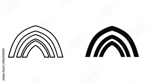 Comparison of solid and segmented arch shapes with varying thickness and fill styles